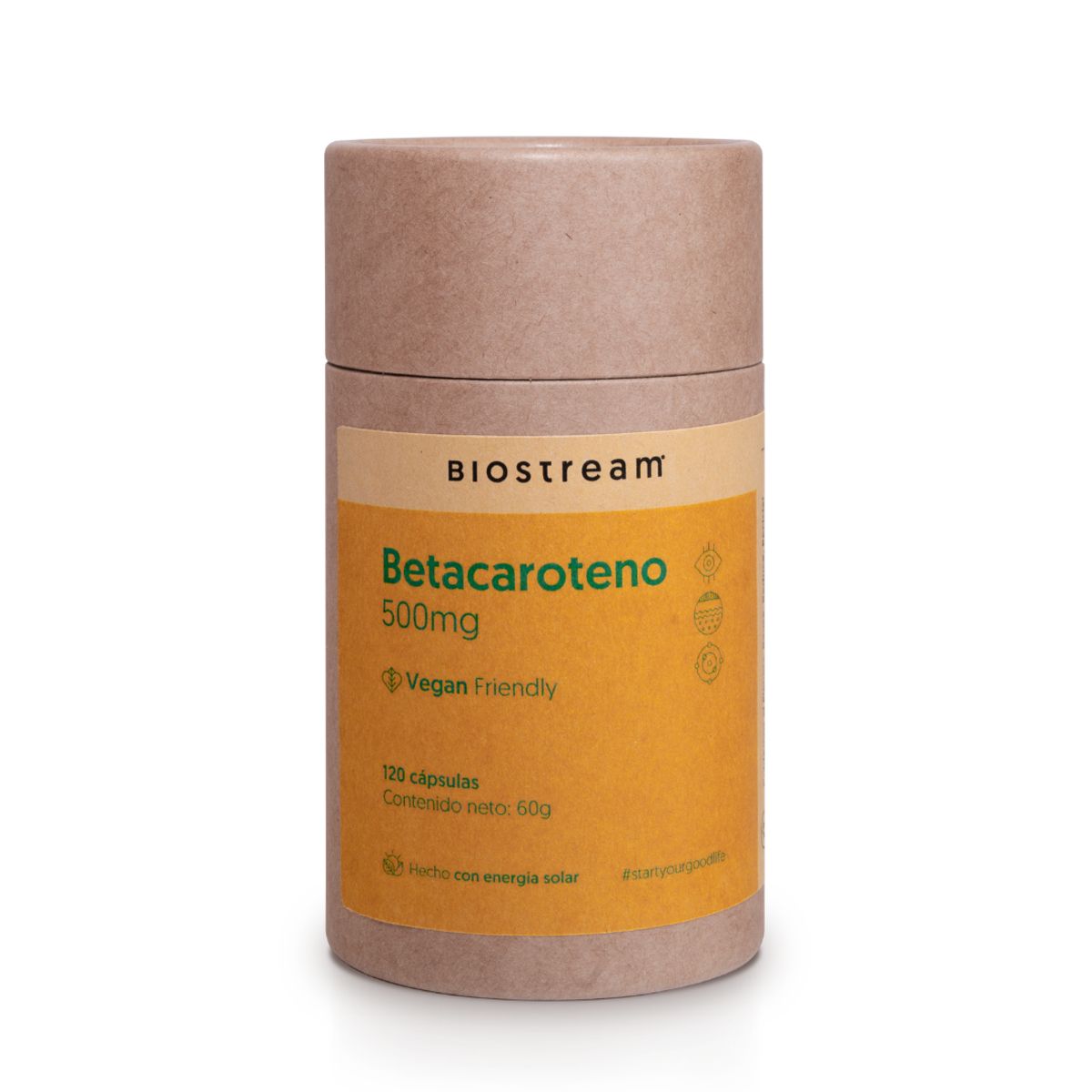 BIOSTREAM - Pack X 2 Betacaroteno 500mg 120 Cápsulas Vegan Antioxidante Biostream