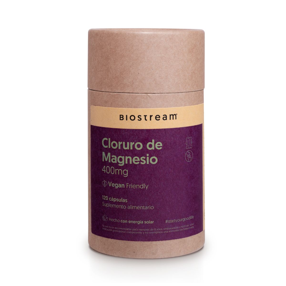 BIOSTREAM - Pack X 2 Cloruro de Magnesio 400mg 120 Cápsulas Vegano Biostream