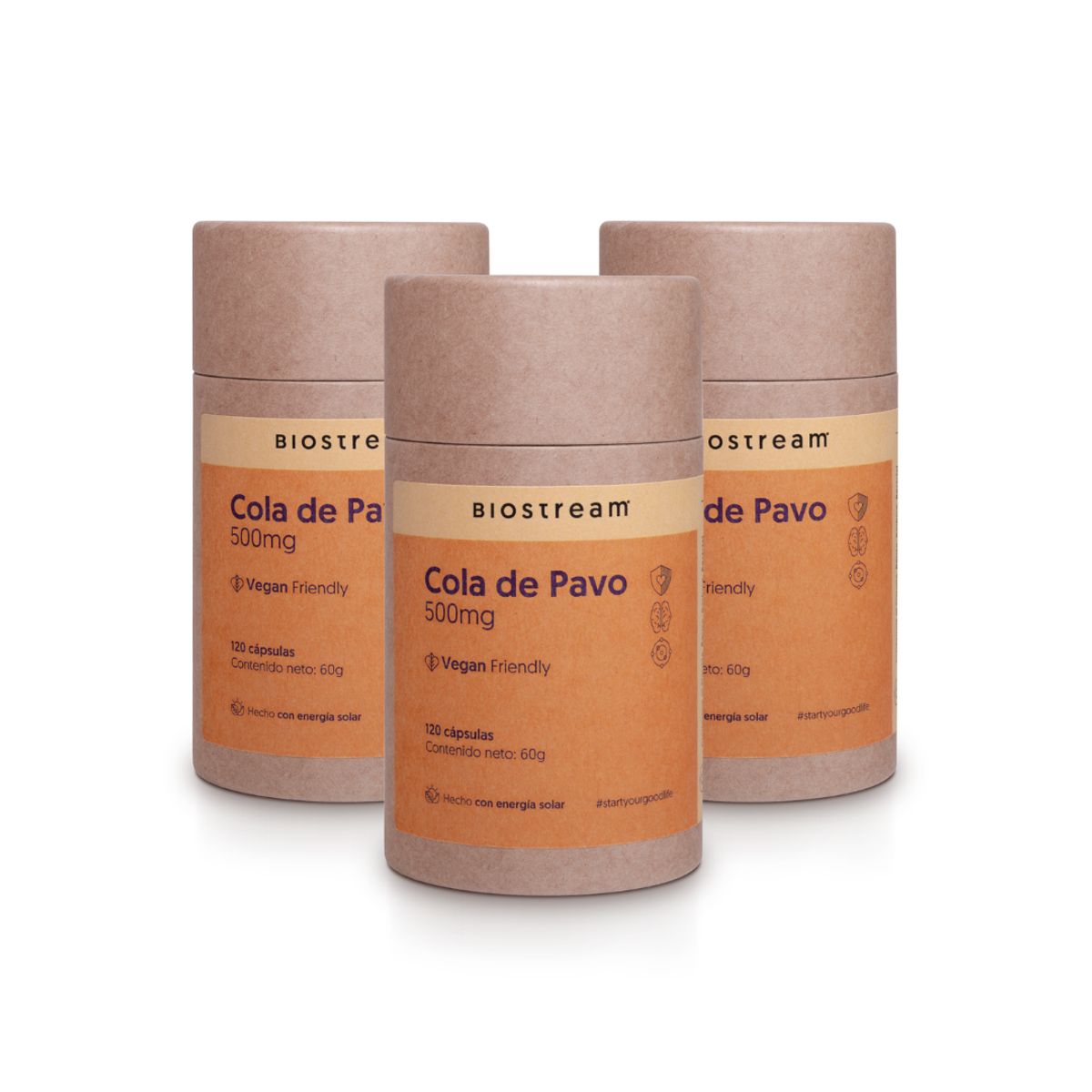 BIOSTREAM - Pack X 3 Hongo Cola de Pavo 500mg 120 Cápsulas Vegano Biostream