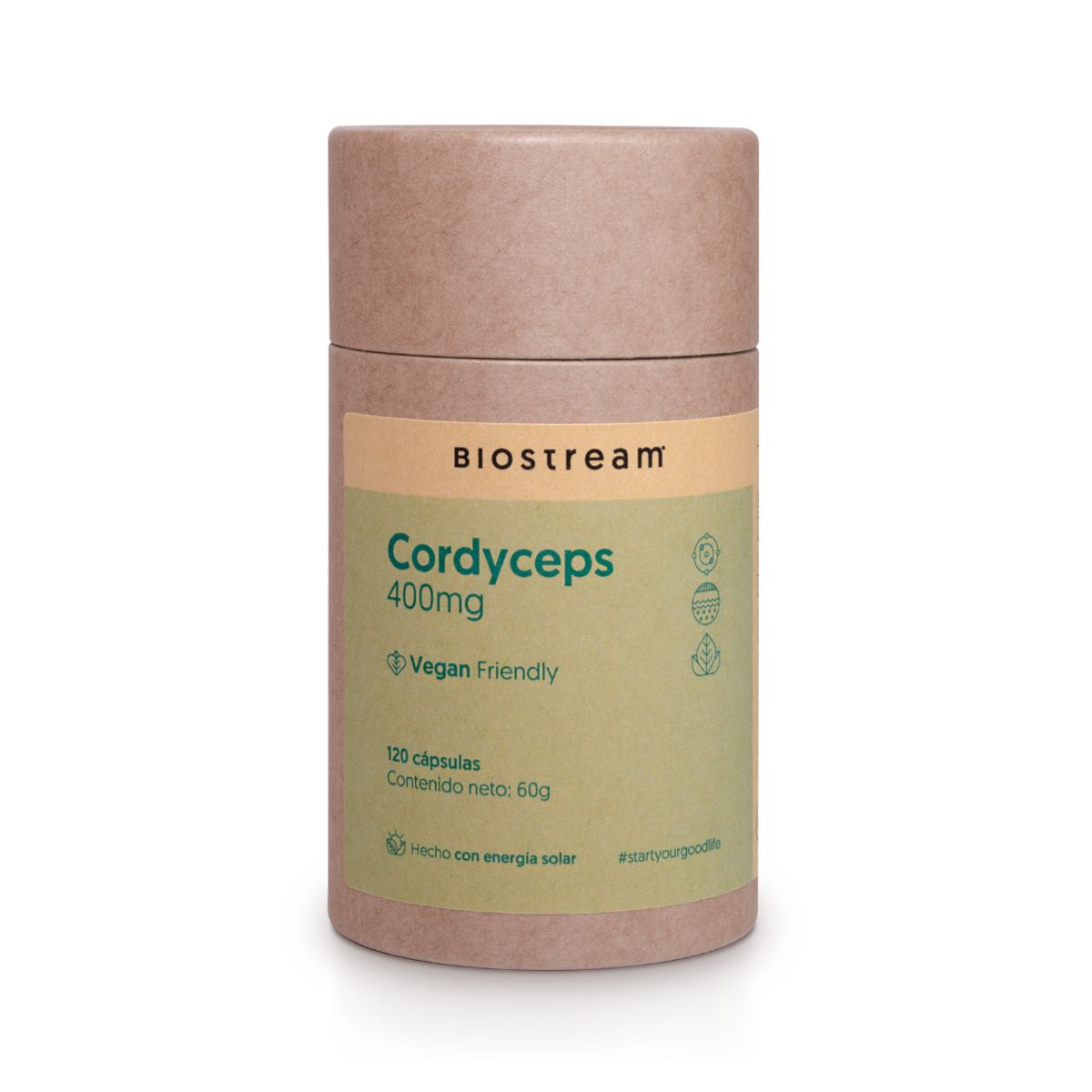 BIOSTREAM - Pack X 2 Hongo Cordyceps 400mg 120 Cápsulas Vegano Antiox Biostream