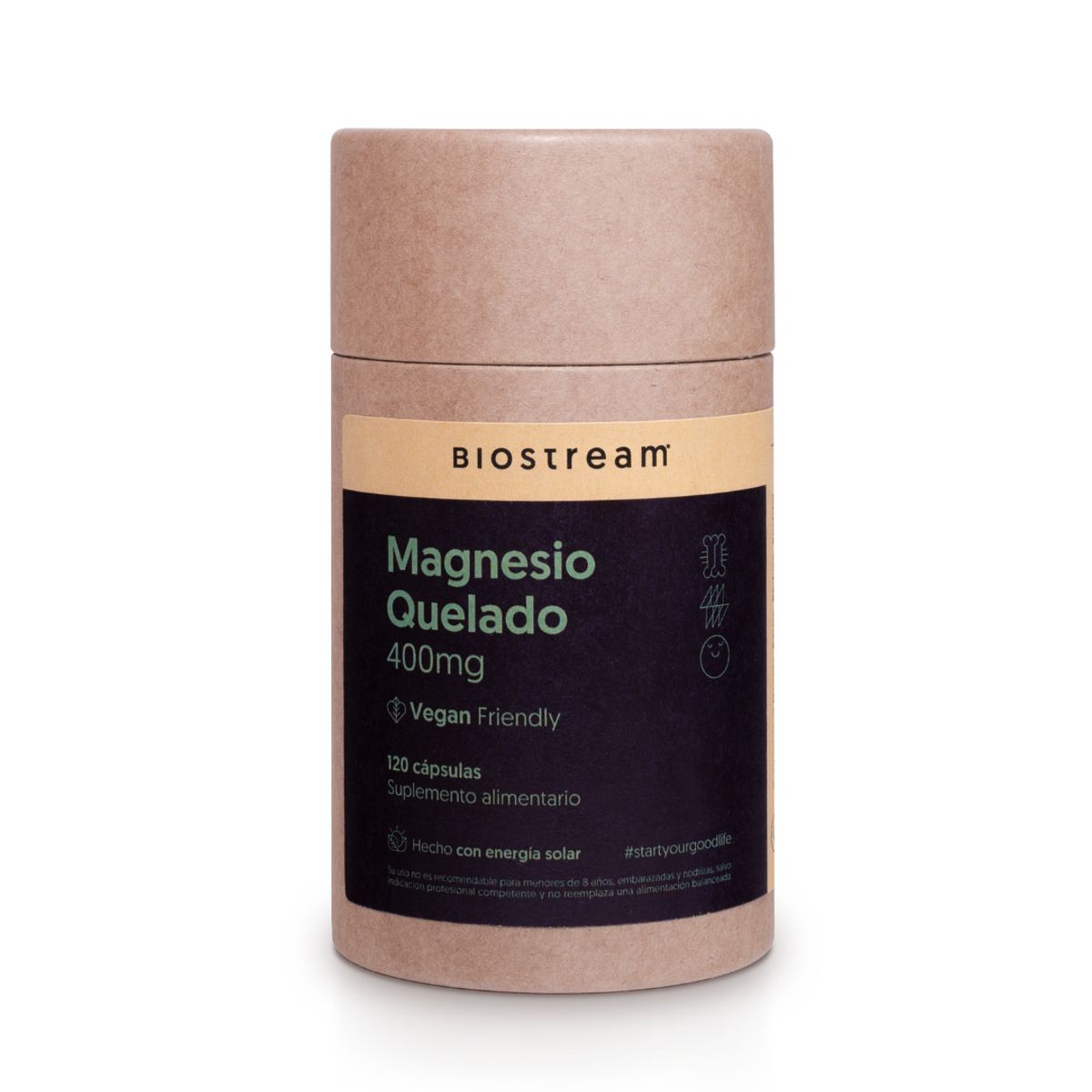 BIOSTREAM - Pack X 2 Magnesio Quelado 400mg 120 Cápsulas Vegano Biostream