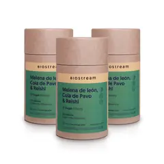 BIOSTREAM - Pack X 3 Melena de Leon Cola de Pavo & Reishi 120 Cápsulas Vegana