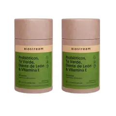 BIOSTREAM - Pack X 2 Probióticos Te Verde Diente de León & Vitamina E 120 Cápsulas