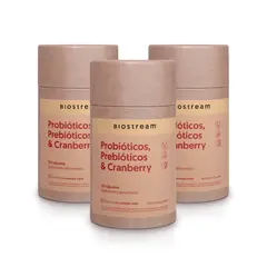 BIOSTREAM - Pack X 3 Probióticos prebióticos & Cranberry 120 Cápsulas
