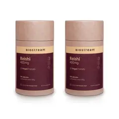 BIOSTREAM - Pack X 2 Reishi 400mg 120 Cápsulas Vegan Defensas & Antiox