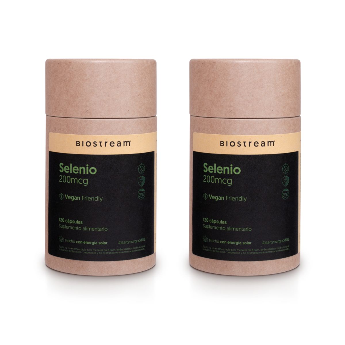 BIOSTREAM - Pack X 2 Selenio 200mcg 120 Cápsulas Vegano Antioxidante Biostream
