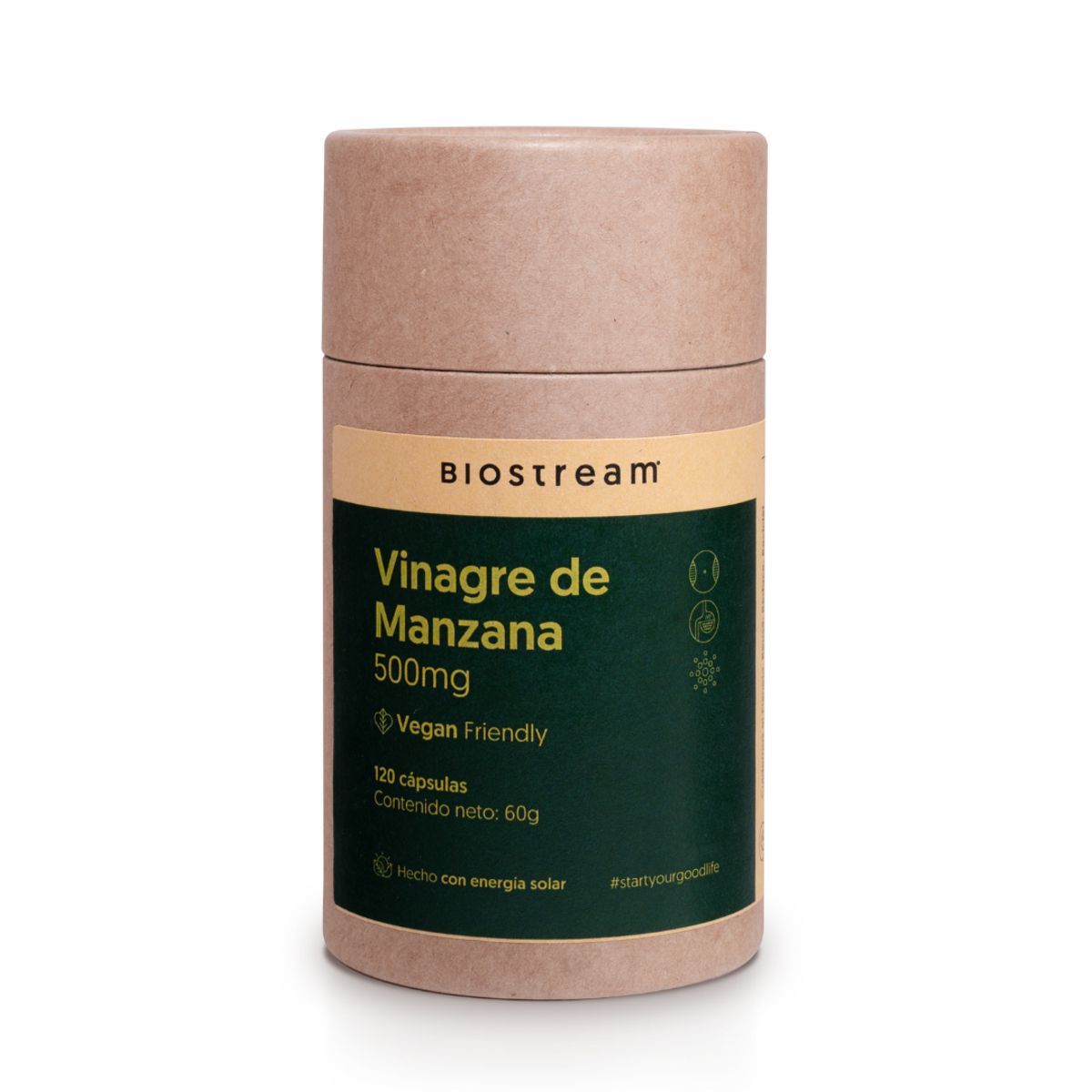 BIOSTREAM - Pack X 2 Vinagre de Manzana 500mg 120 Cápsulas Vegano Detox Biostream