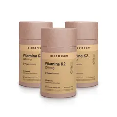BIOSTREAM - Pack X 3 Vitamina K2 200mcg 120 Cápsulas Vegano