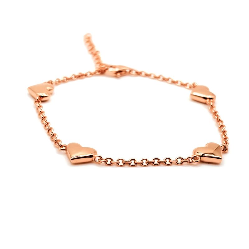 TIANA JOYAS - Pulsera con Corazones de Plata 925 enchapada en Oro Rosado de 18k