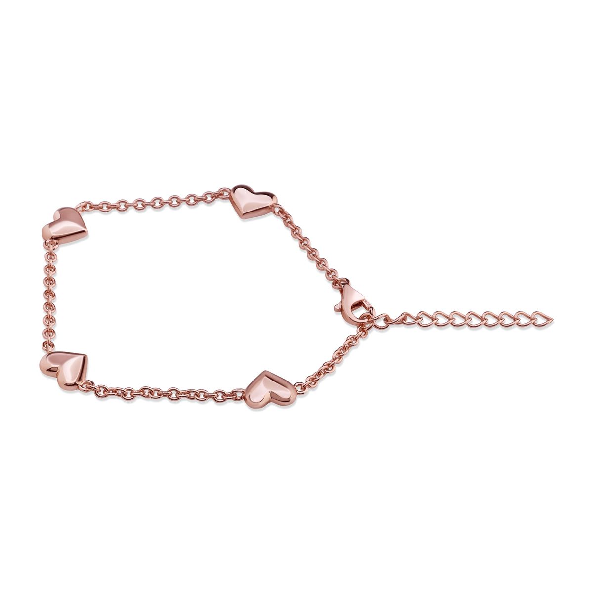 TIANA JOYAS - Pulsera con Corazones de Plata 925 enchapada en Oro Rosado de 18k