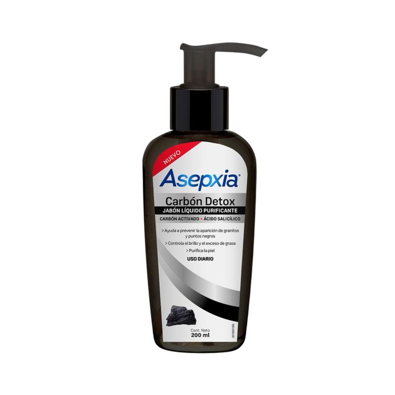 ASEPXIA - Jabón Líquido Purificante Asepxia  Carbón Detox 200 ml