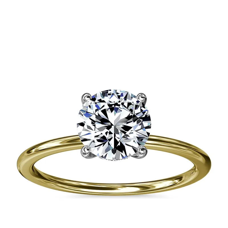 LUXURYJOYAS - Anillo OroSólido18kCompromiso ConDiamante Solitario