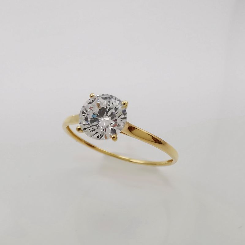 LUXURYJOYAS - Anillo OroSólido18kCompromiso ConDiamante Solitario