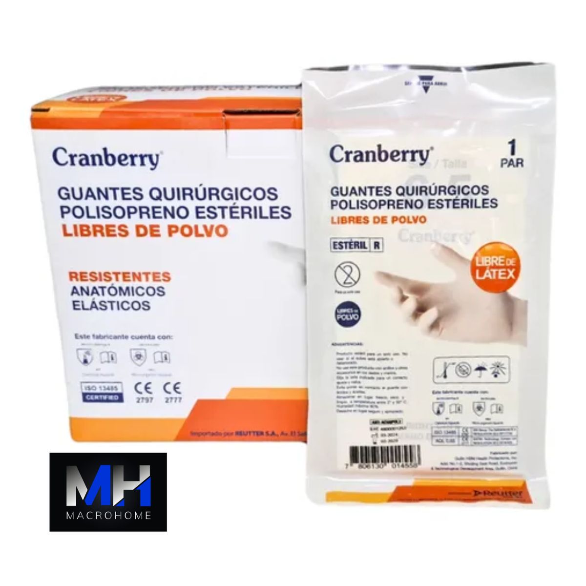CRANBERRY - Guantes Quirurgico Polisopreno Sin Latex Cranberry 50 Pares talla 6