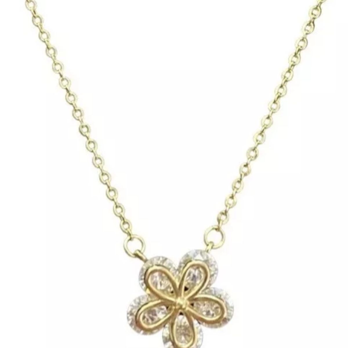 LUXURYJOYAS - Cyber Off Collar Flor De Cristal Oro18kbañado