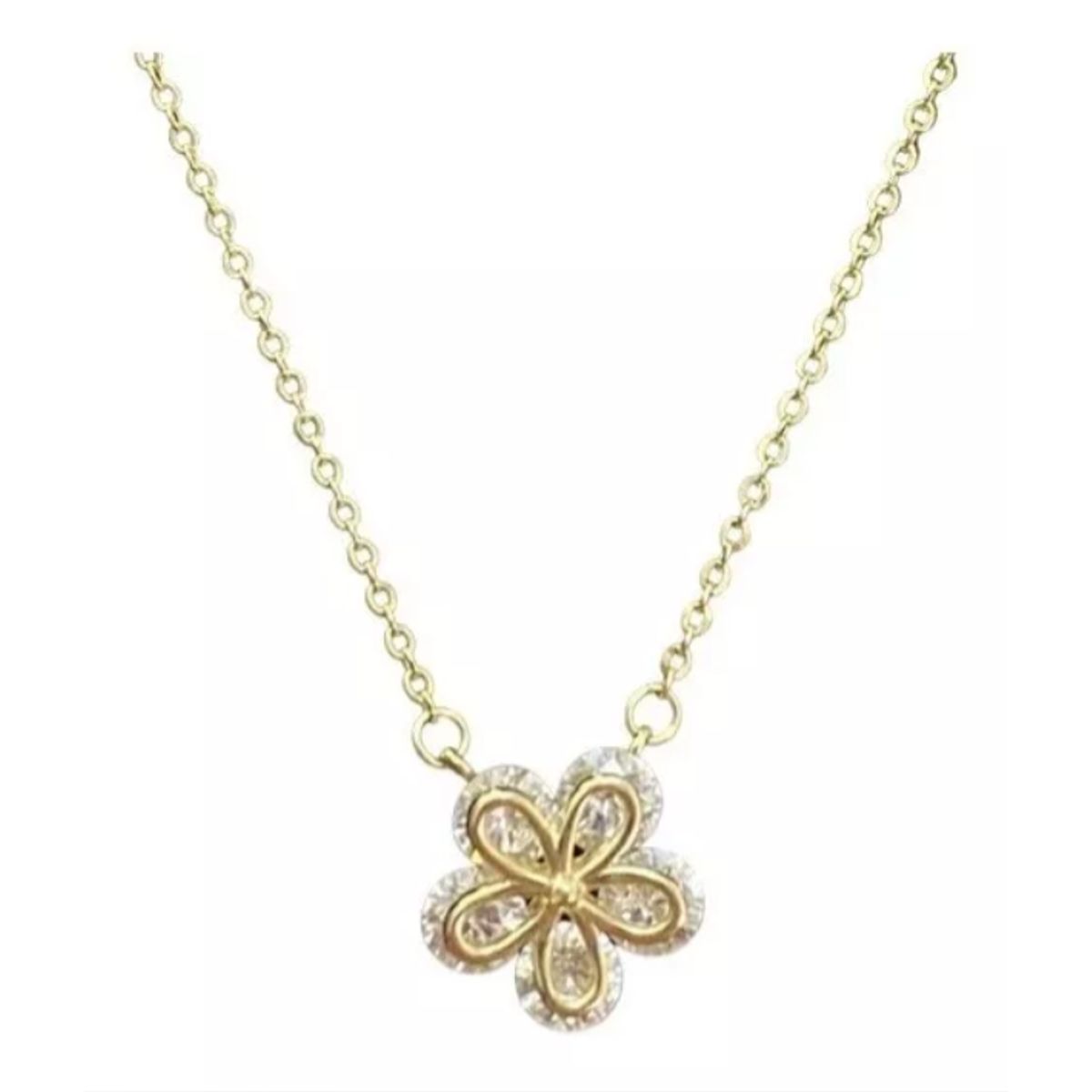 LUXURYJOYAS - Cyber Off Collar Flor De Cristal Oro18kbañado