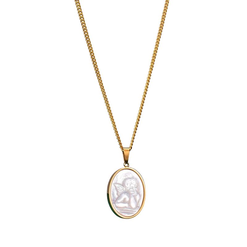 LUXURYJOYAS - Collar Exclusivo Medalla De Ángel Oro18ktlaminado