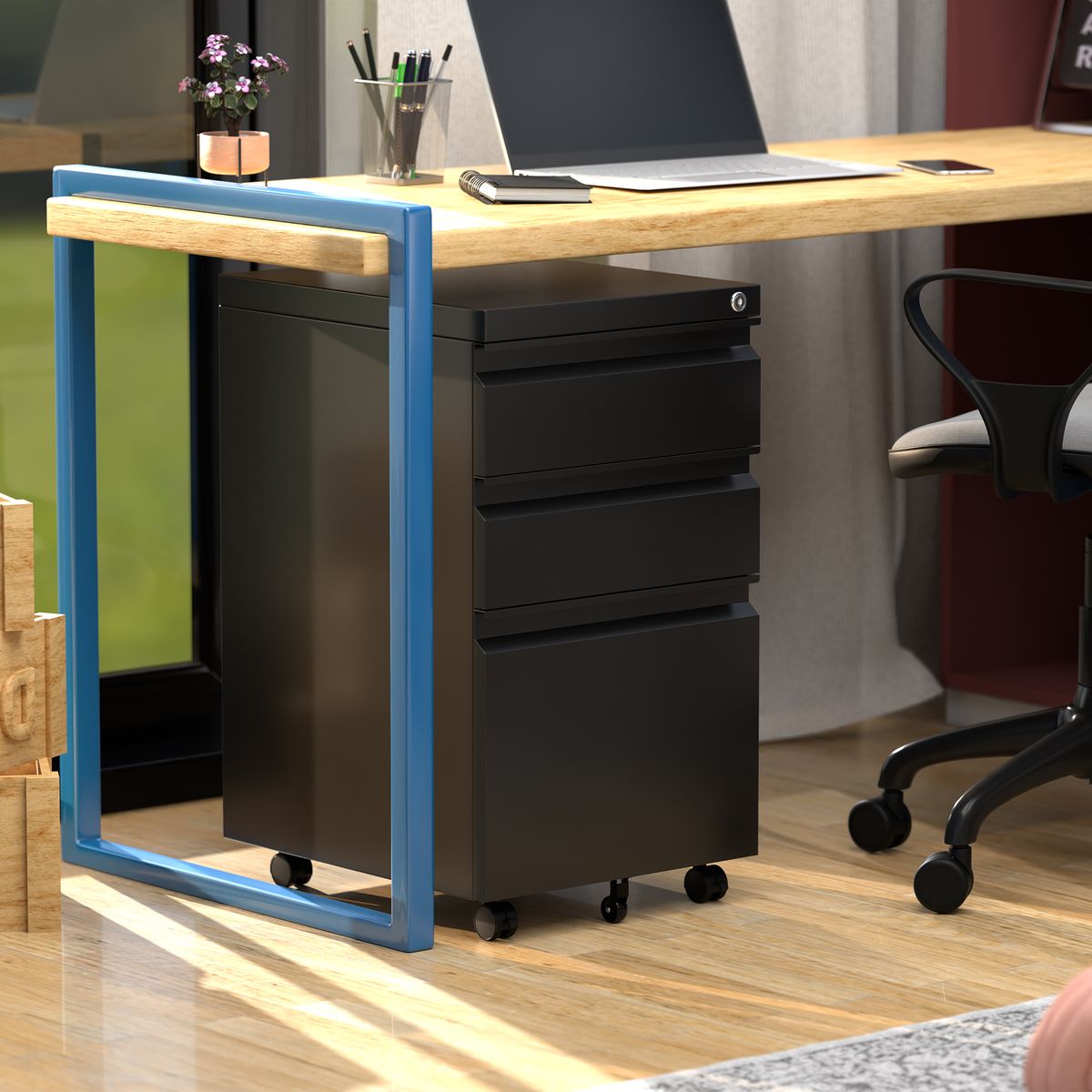 GENERICO - Cajonera Metalica 3 cajones - Linea Black C01B