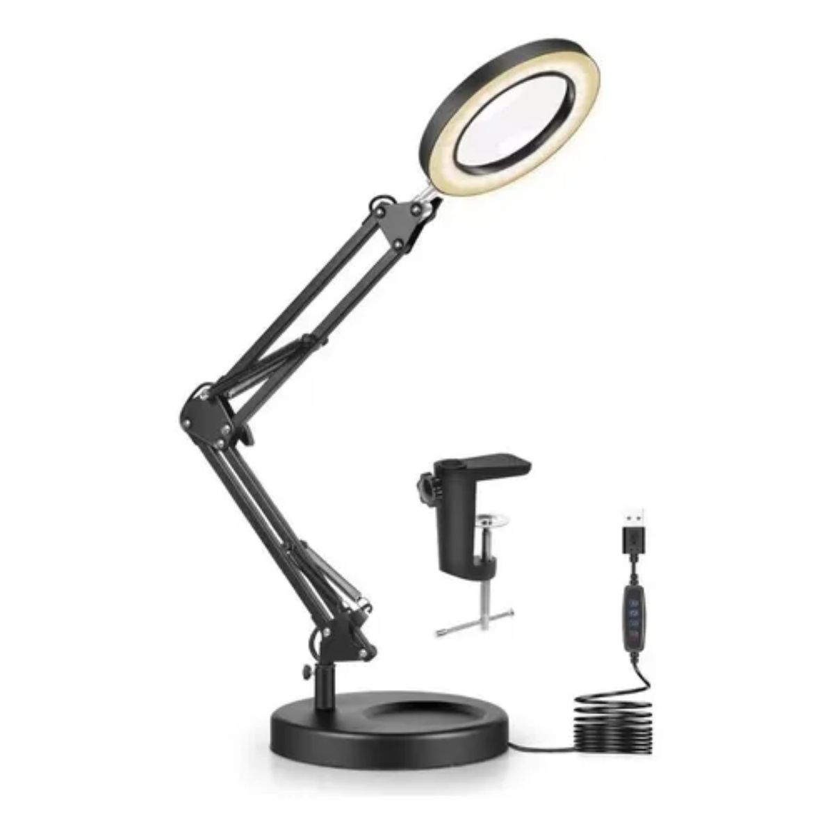 Lampara Lupa De Escritorio Luz Led Lente De Aumento Con Base, marca CRUSEC - Foto 2