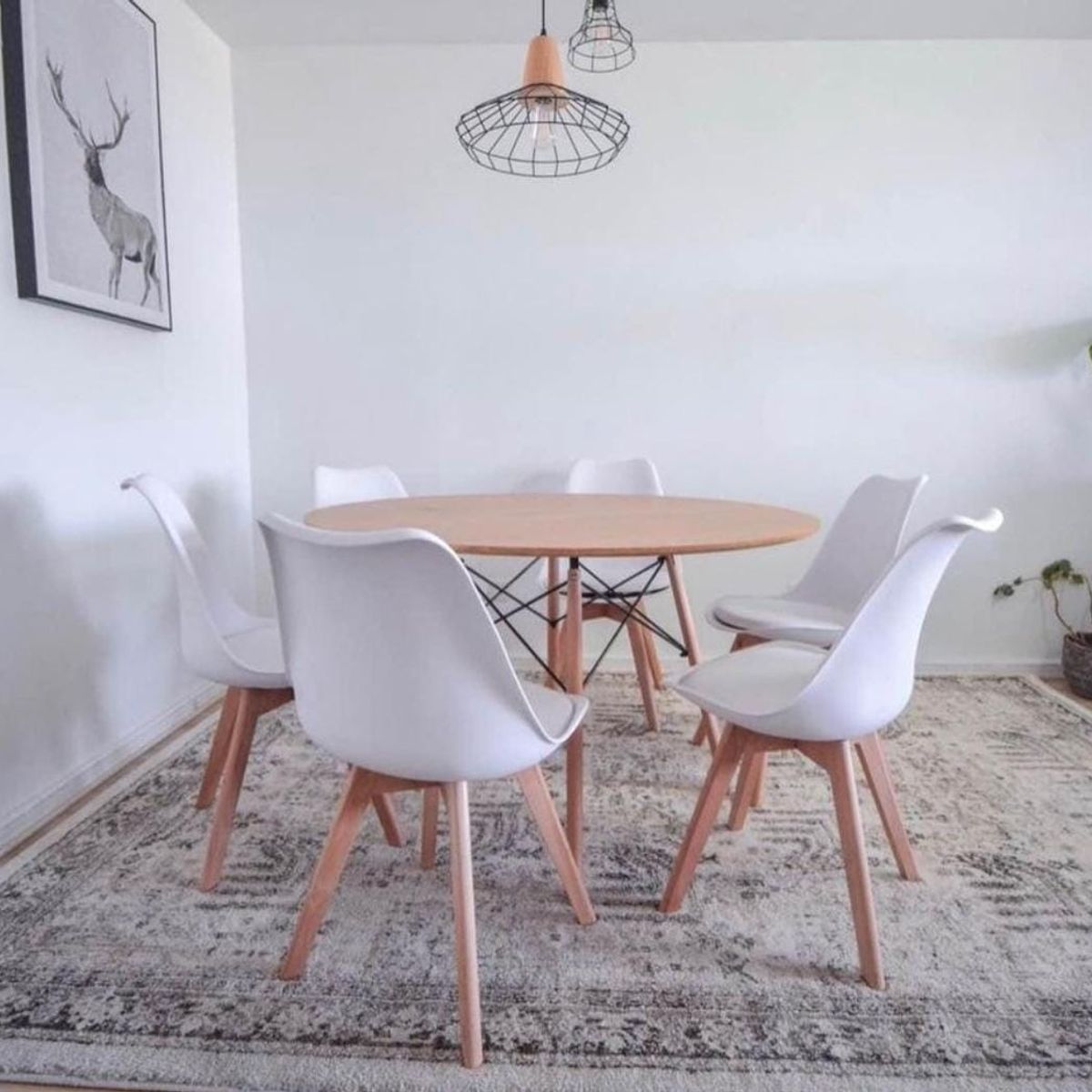 CORI CORI - Comedor Mesa Wood 120cm + 6 Sillas Tulip Blancas…