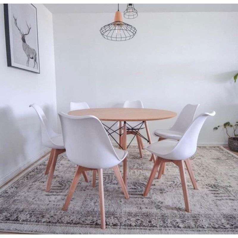 CORI CORI - Comedor Mesa Wood 120cm + 6 Sillas Tulip Blancas