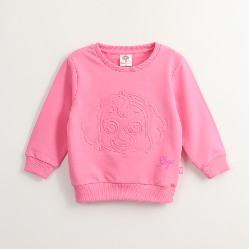 PAW PATROL - Poleron Cerrado Niña Skye Relieve Emboss Rosado Paw Patrol