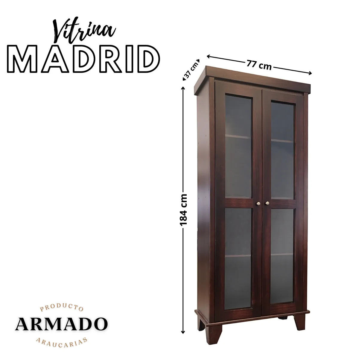 LAS ARAUCARIAS - Vitrina Madrid Vidrio 2 Puertas Madera