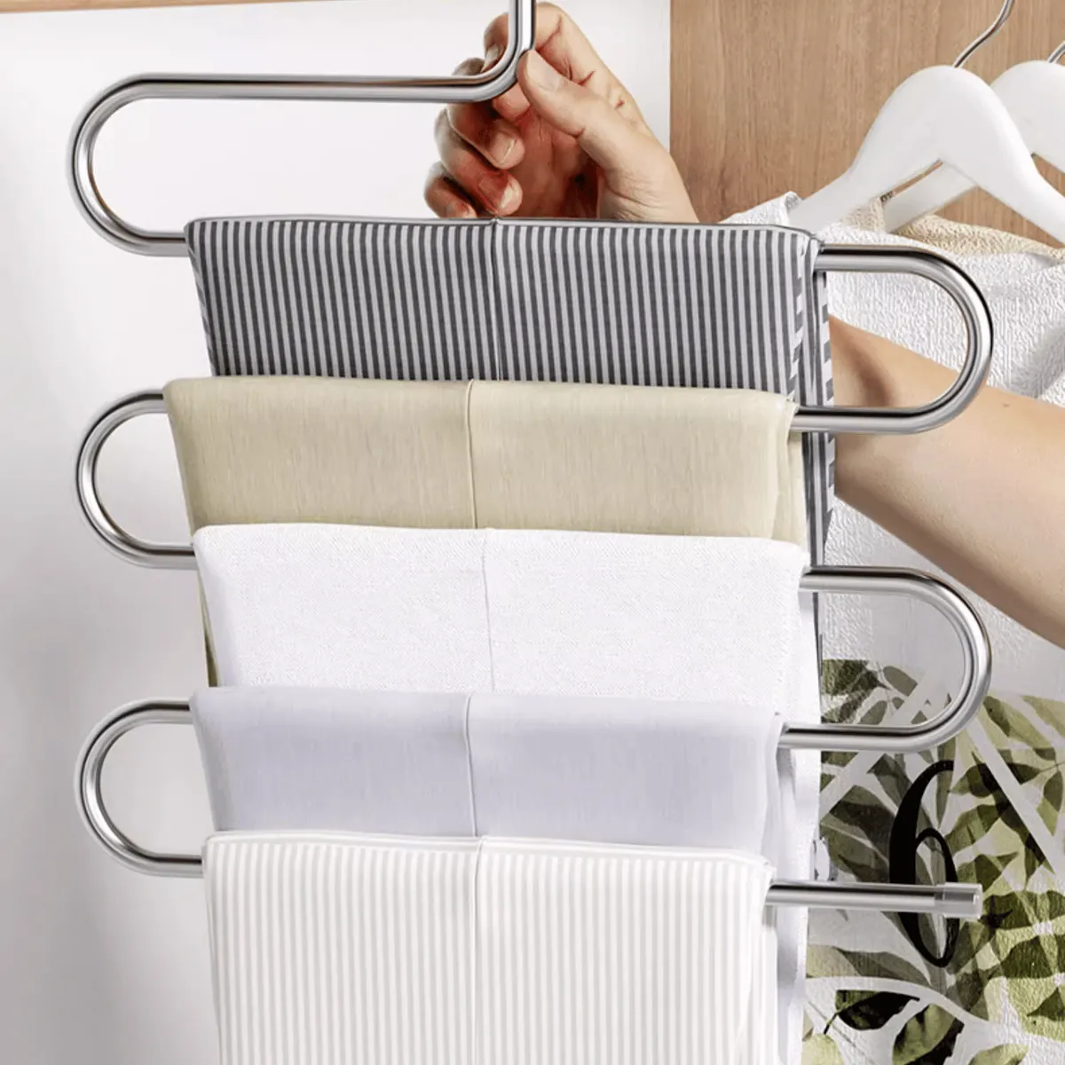 HOMESTAR - Percha Múltiple para Pantalones y Ropa - Negro