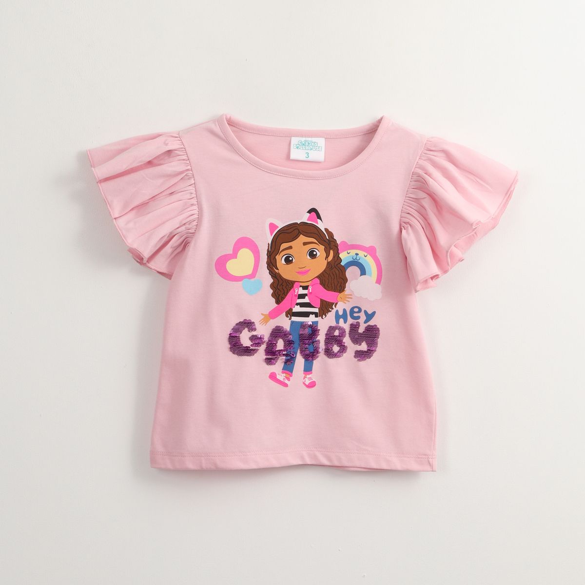 LA CASA DE GABBY - Polera Manga Corta Niña Lentejuelas Rosado Gabby Doll House