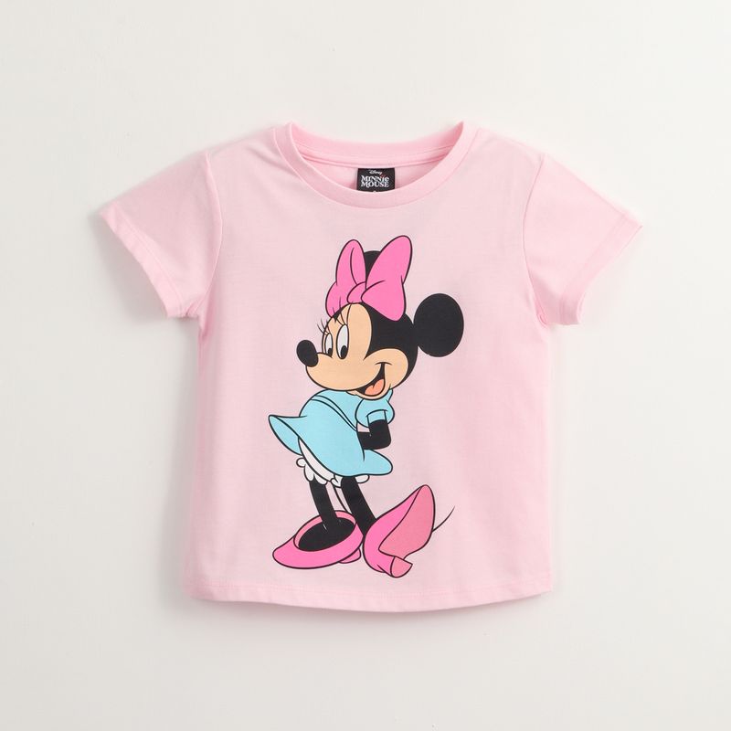 DISNEY - Polera Manga Corta Niña Minnie Two Sides Rosado Disney