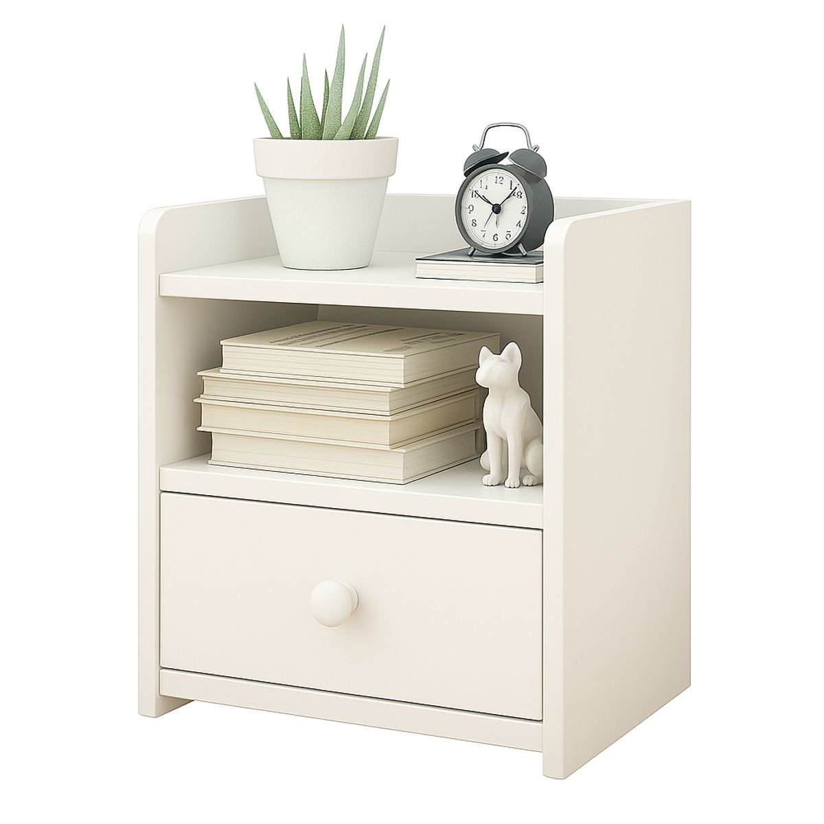 MUNDO ONLINE - Velador Moderno 2 Niveles 1 Cajon 41x26x33 Cm