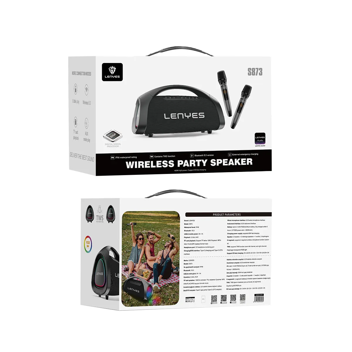 LENYES - Parlante Karaoke Lenyes Bluetooth S873 400W