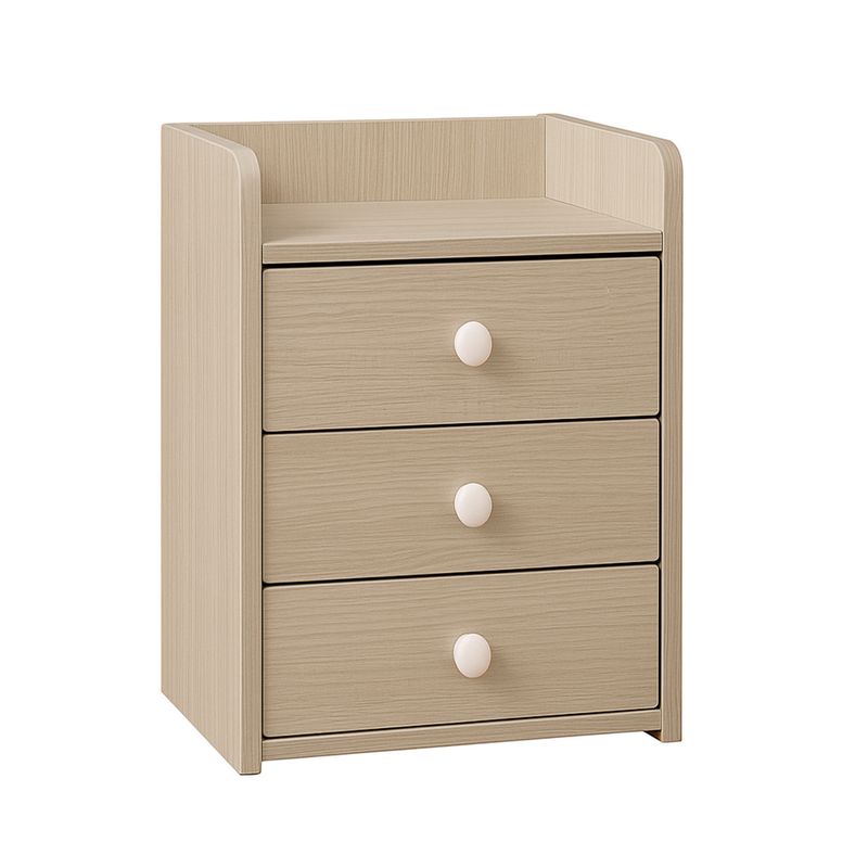 MUNDO ONLINE - Velador Cajonera Mesa de Noche 3 Niveles Beige 48x33x31 Cm