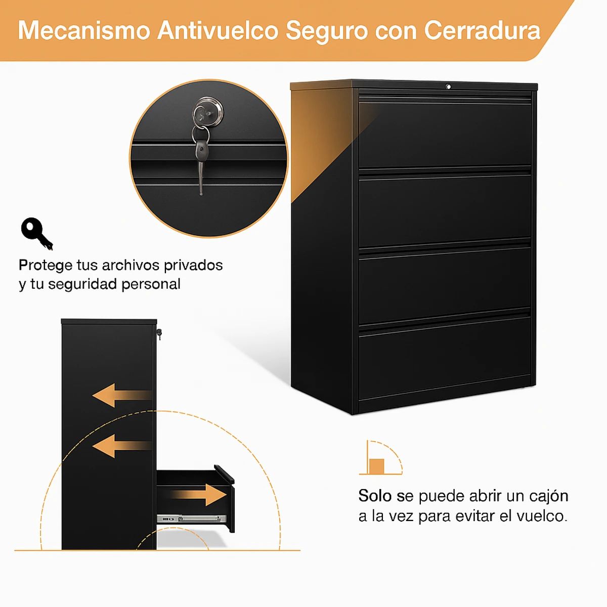 GENERICO - Kardex Doble 4 cajones - Linea Black SA-SC-S02