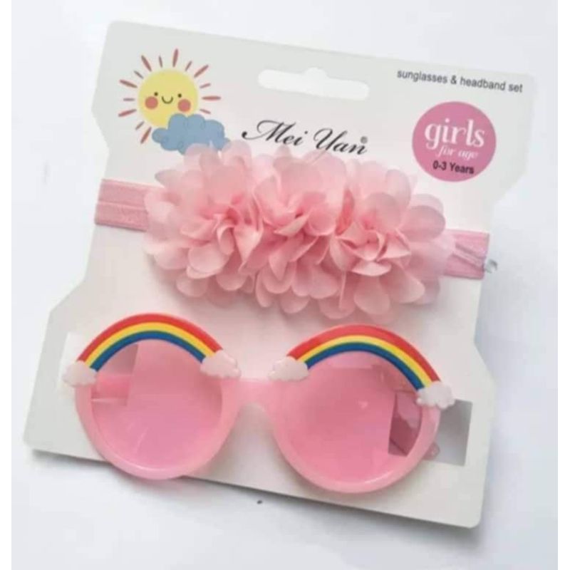 GENERICO - Set lentes de sol y bandas para bebé y niña 6 meses a 6 años