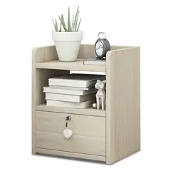 MUNDO ONLINE - Velador Mesa de Noche 2 Niveles 1 Cajon con Llaves 40x33x27