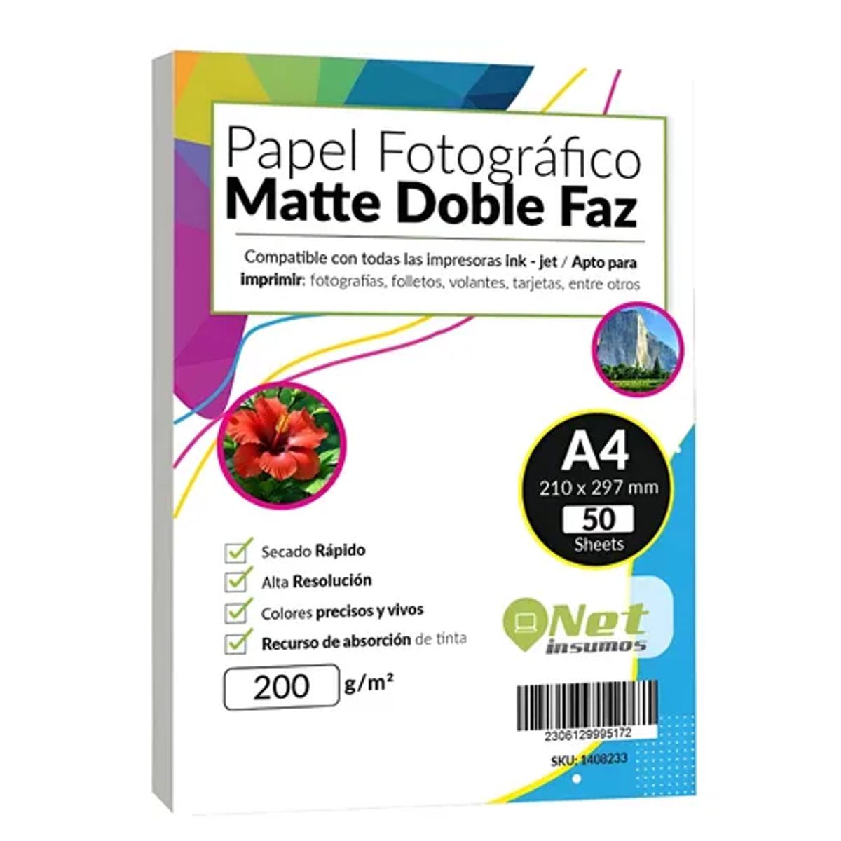 GENERICO - Papel Fotográfico A4 200gr Matte Doble Faz 50 Hojas Blanco