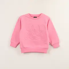 DISNEY - Poleron Cerrado Niña Minnie Relieve Moño Rosado