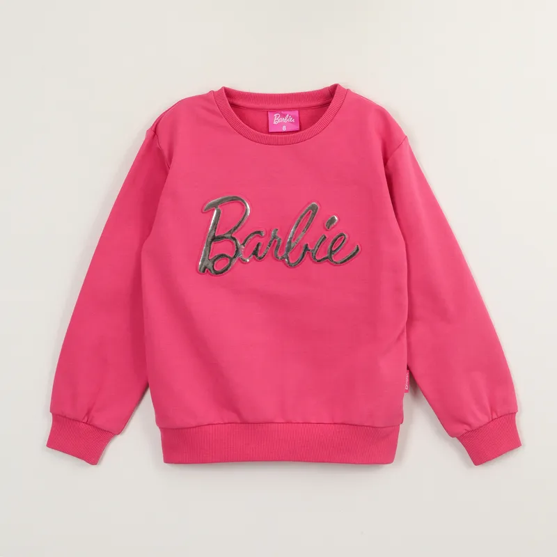 BARBIE - Poleron Cerrado Niña Relieve Emboss Rosado Barbie