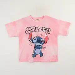 DISNEY - Polera Manga Corta Niña Lilo & Stitch Tie Dye Rosado