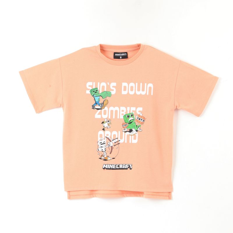 MINECRAFT - Polera Manga Corta Niño Sun's Down Rosado Minecraft