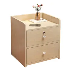 MUNDO ONLINE - Velador Cajonera 2 Niveles con Cajones con Llaves 41x26x33Cm