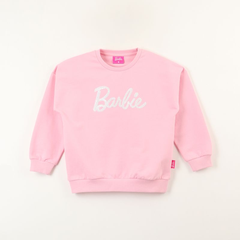 BARBIE - Poleron Cerrado Niña Big Logo Rosado Barbie