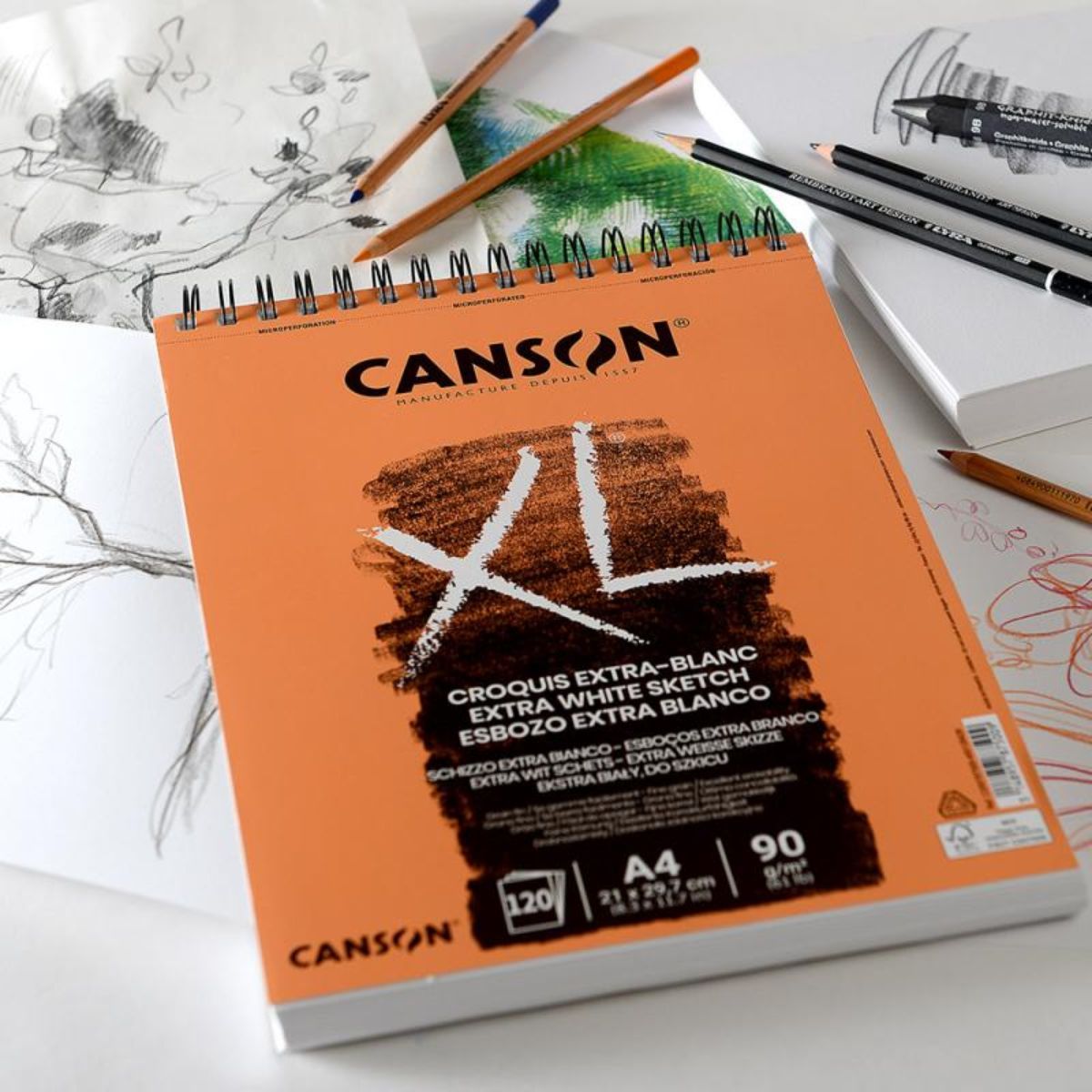 CANSON - Croquera Dibujo Canson XL Extra Blanc 90gr 120hjs A4 21x29cm