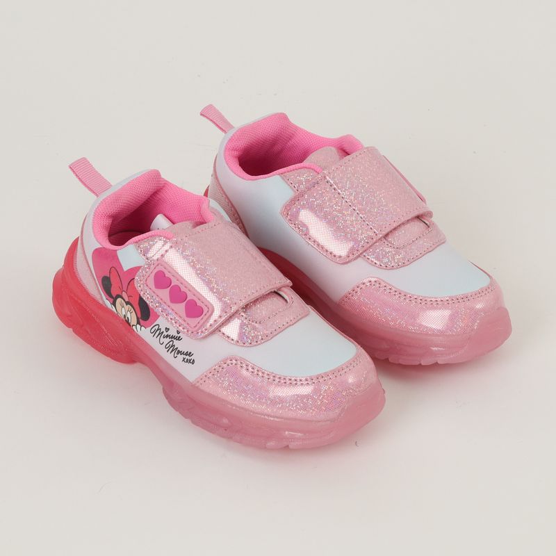 DISNEY Zapatilla Con Luces Niña Minnie Corazones Rosado Disney