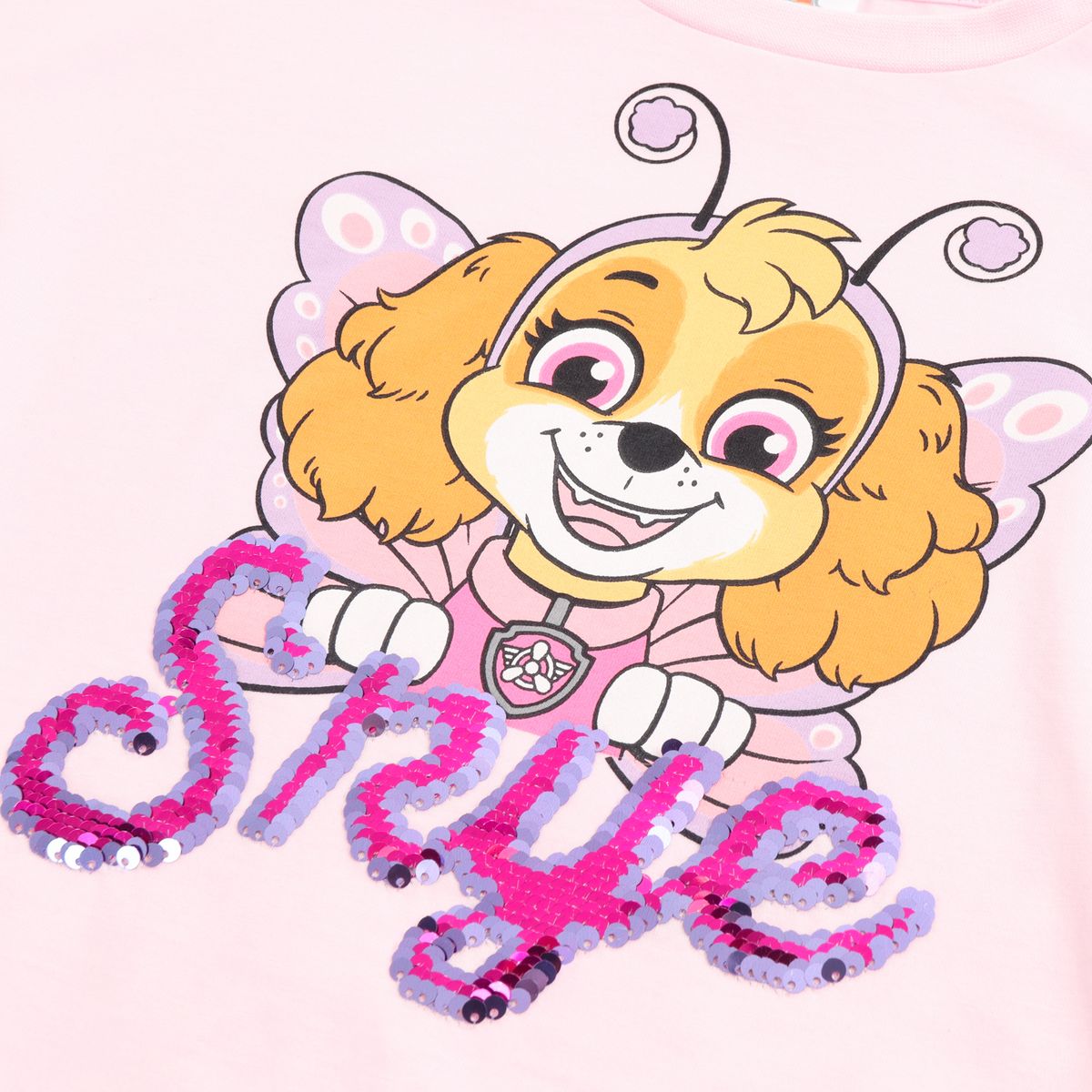 PAW PATROL - Polera Manga Larga Niña Skye Lentejuelas Rosado Paw Patrol