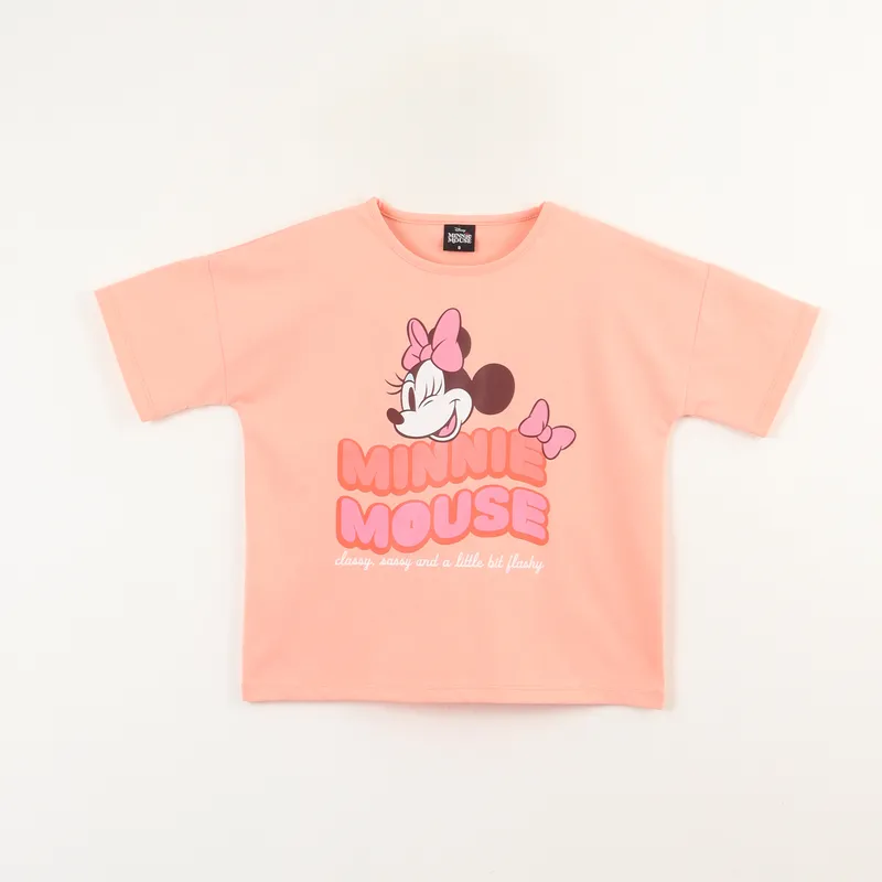DISNEY - Polera Manga Corta Niña Minnie Frase Rosado Disney