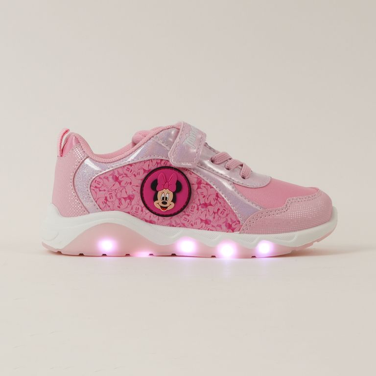 Zapatillas Con Luces Niña Minnie Full Print Rosado