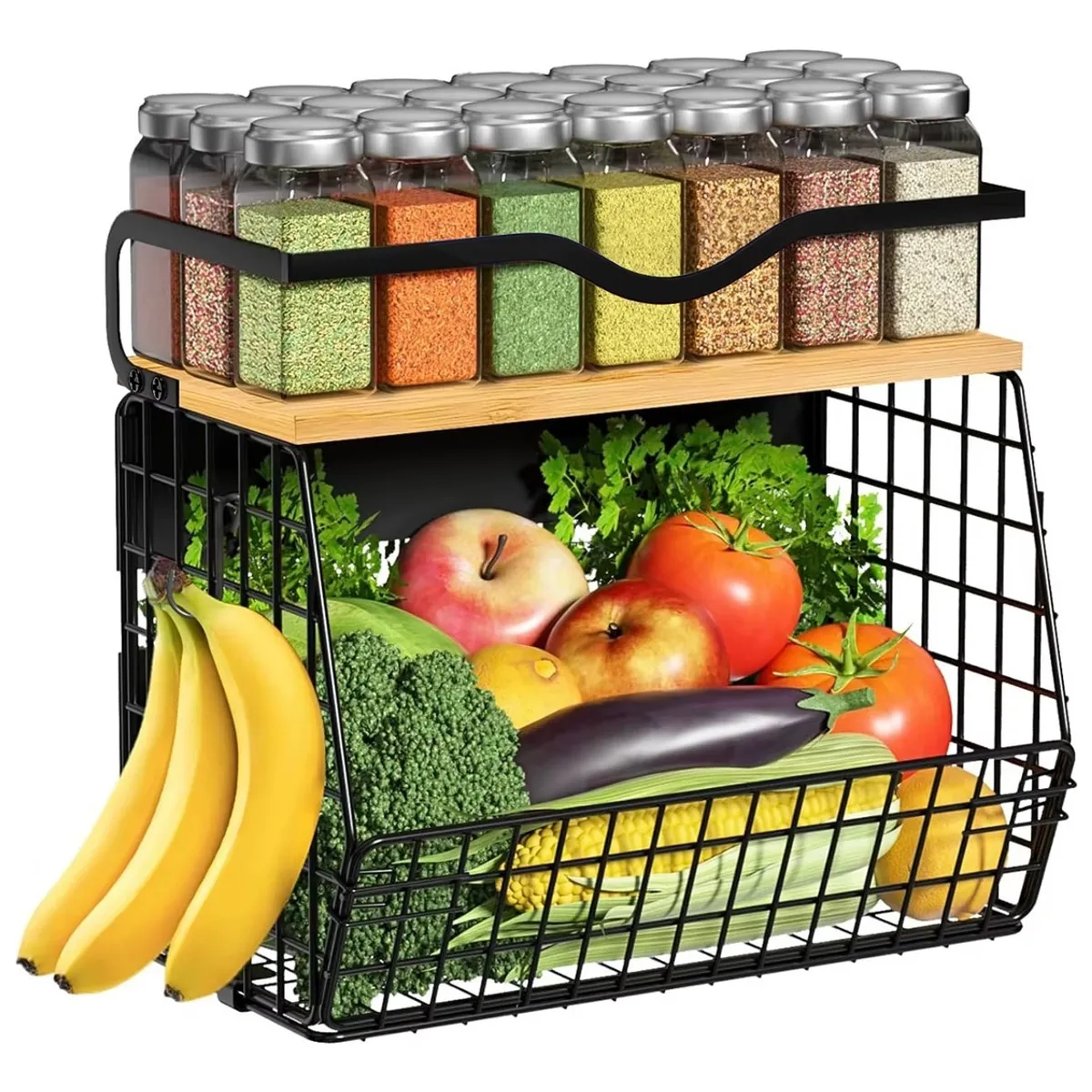 RAGNAR - Repisa Organizadora Magnética Para Cocina Con Cesta Multiuso