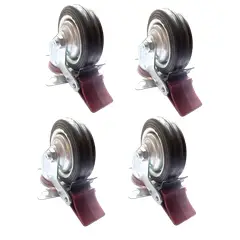 SANPLAST - Pack 4 Rueda Carrito Giratoria Con Freno Goma Metal 75mm